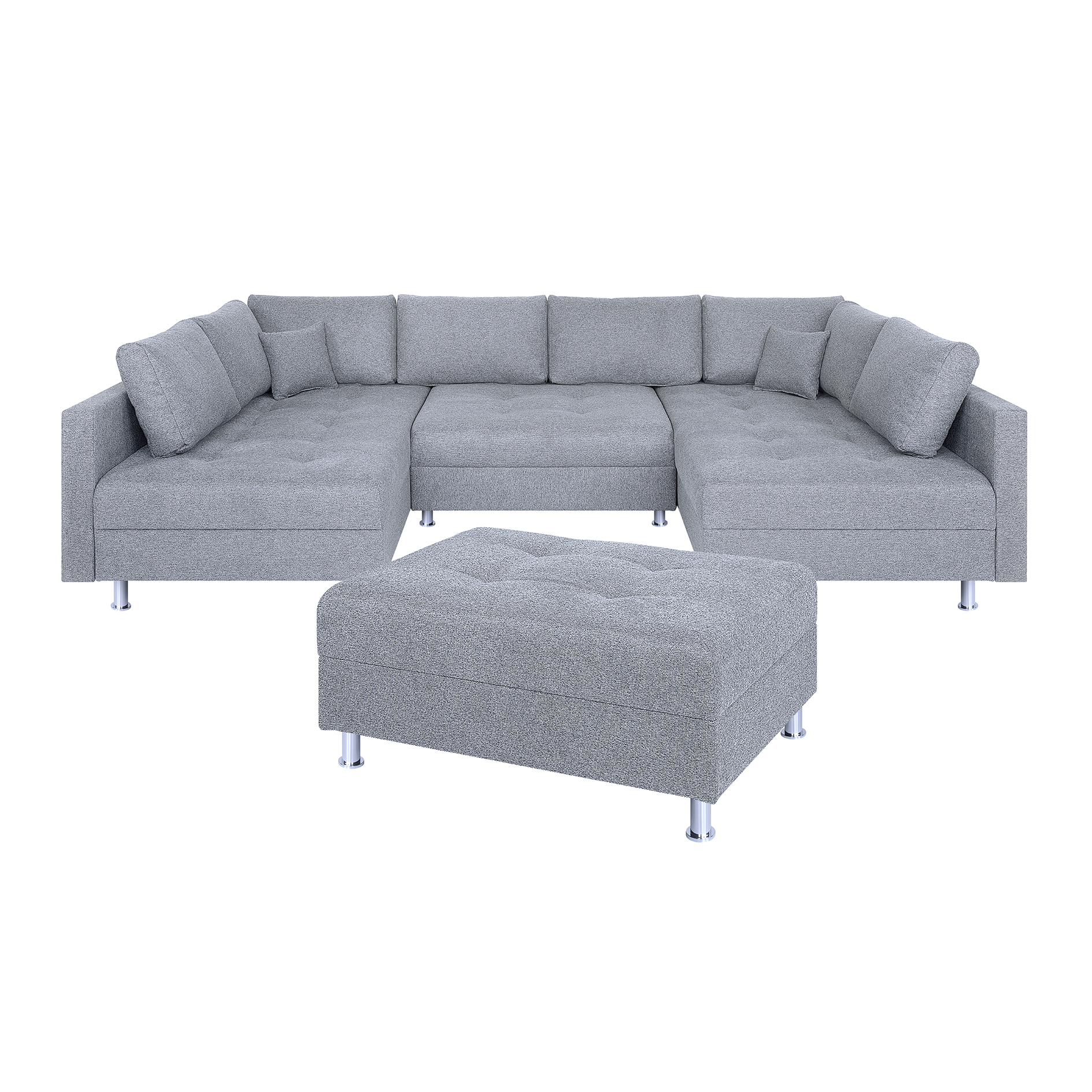 Wohnlandschaft - silber - Strukturgewebe - Federkern