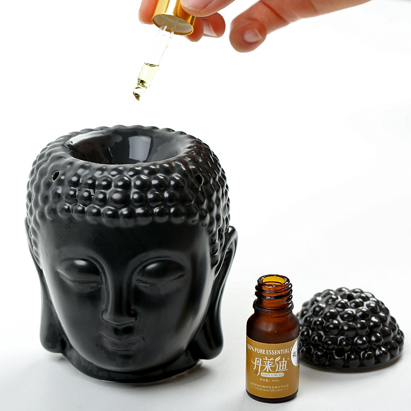 Keramik Aroma Duftlampe Buddha Home Deko Teelicht Halterung - Weiss