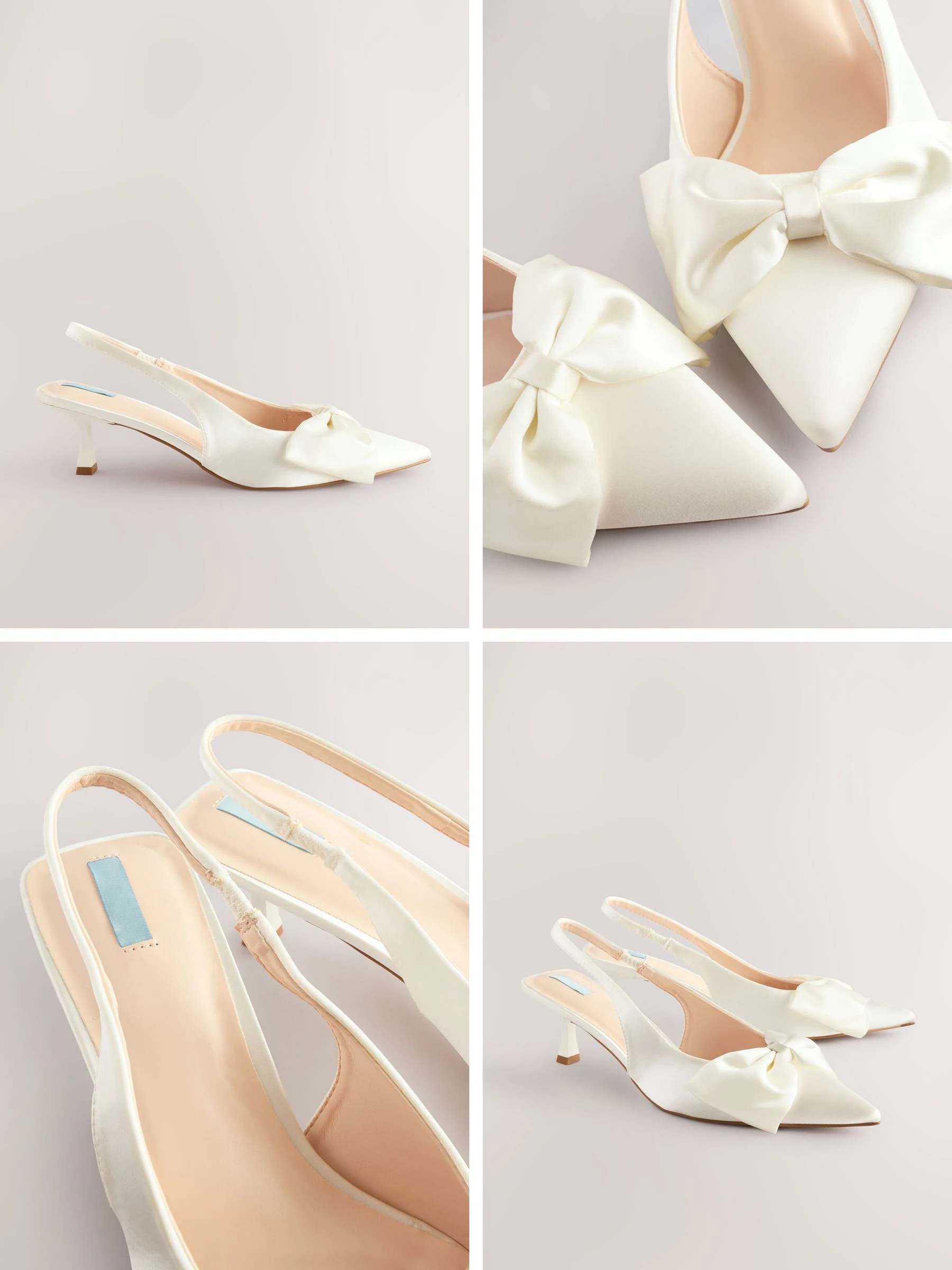 Ivoor - Forever Comfort® Wedding Satin Bow Pointed Toe Slingback Heels