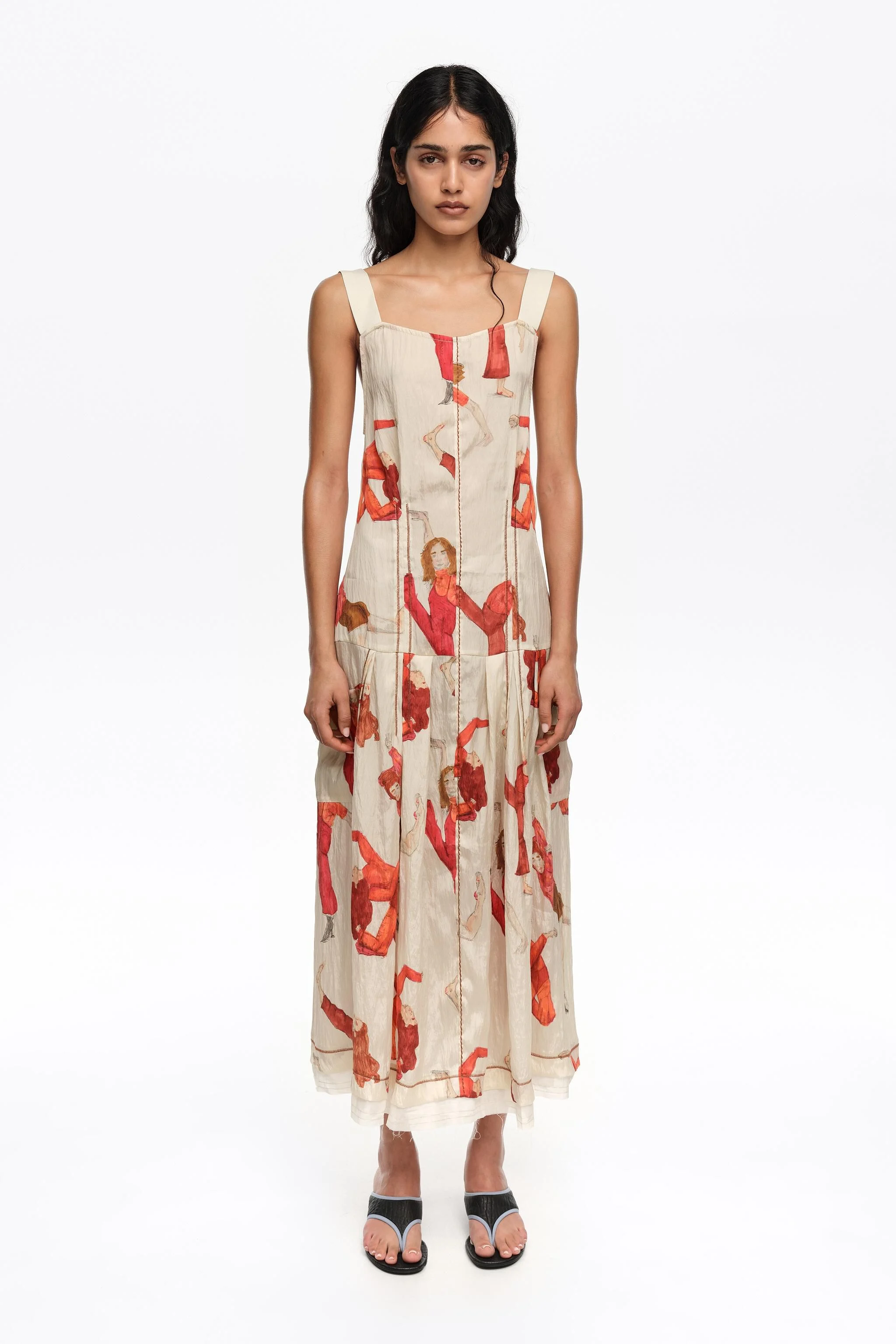 Vestido de alças finas estilo A para dançarinas