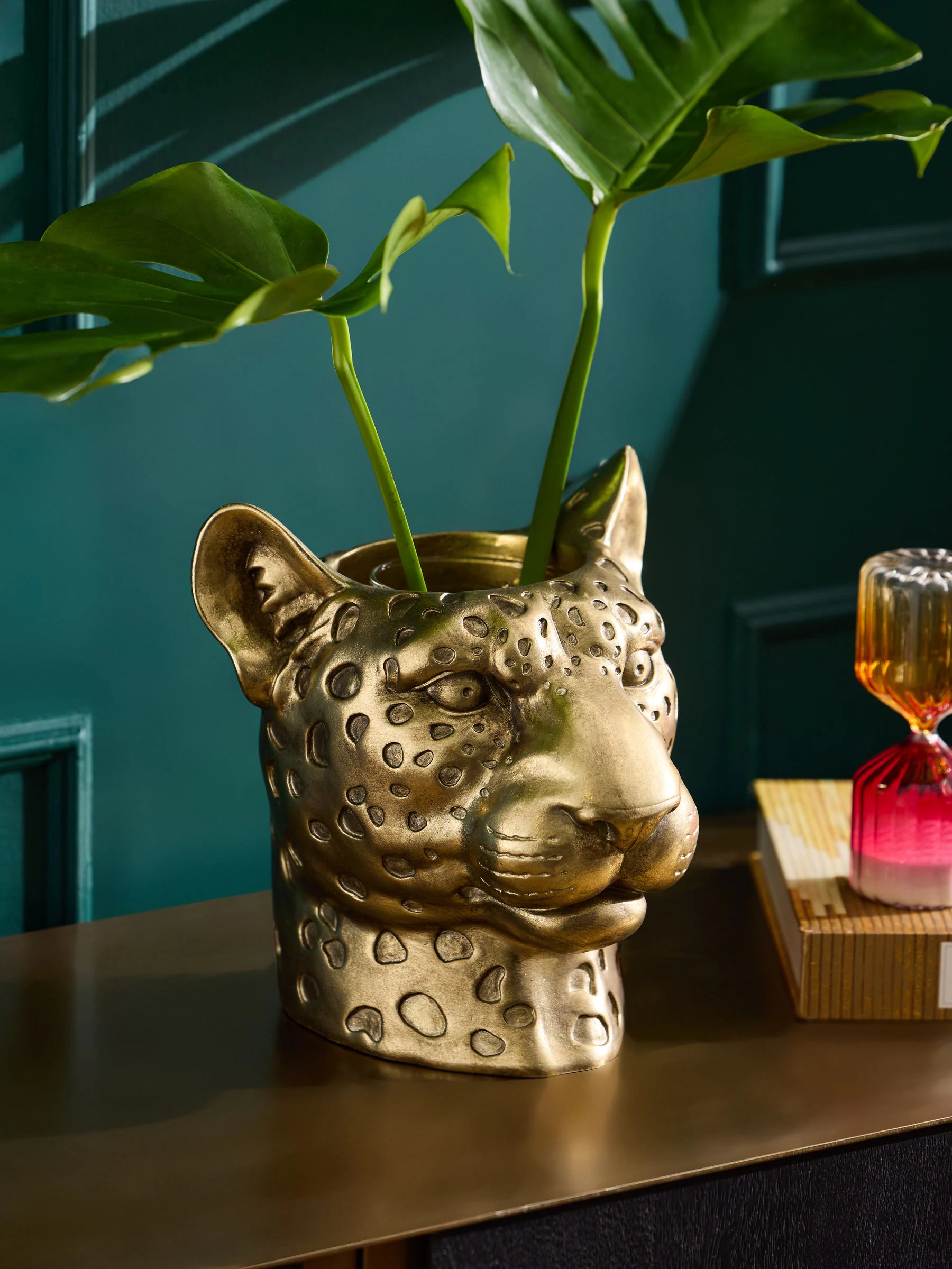 Cheetah Head Decorative Vase