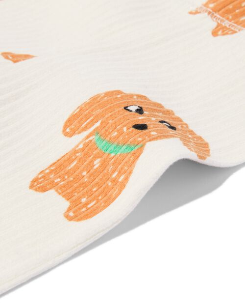 legging côtelé avec chien pour nouveau-né blanc cassé