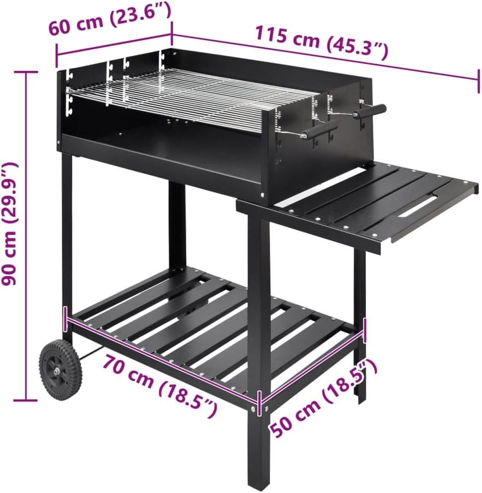 vidaXL Holzkohlegrill Grill Säulengrill Standgrill Gartengrill Grillwagen BBQ