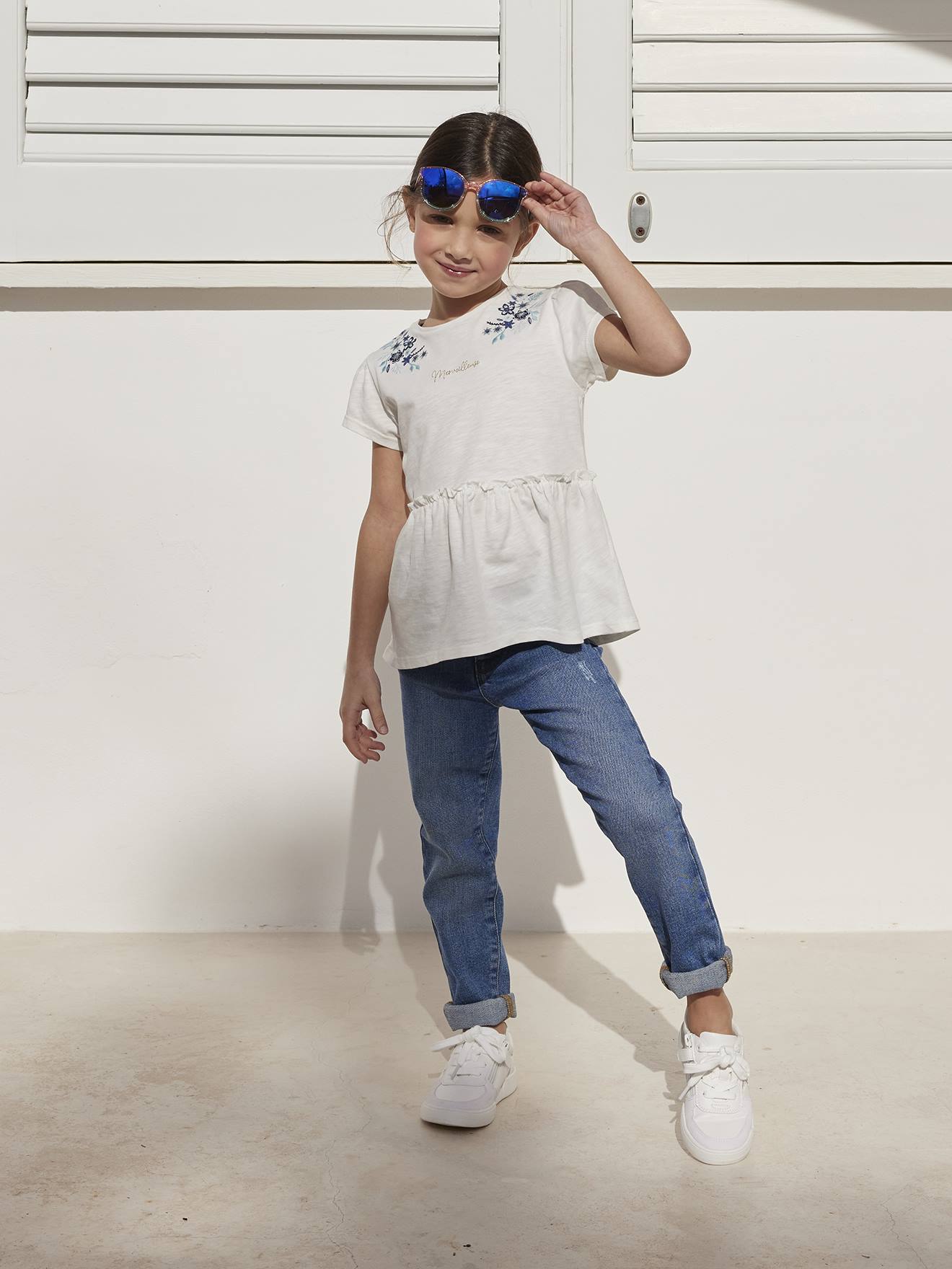 Tênis de amarrar com zíper, para meninas, branco claro liso