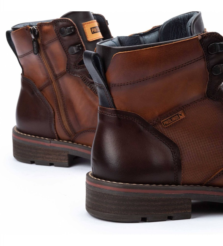 Botas de tornozelo Pikolinos York em couro marrom