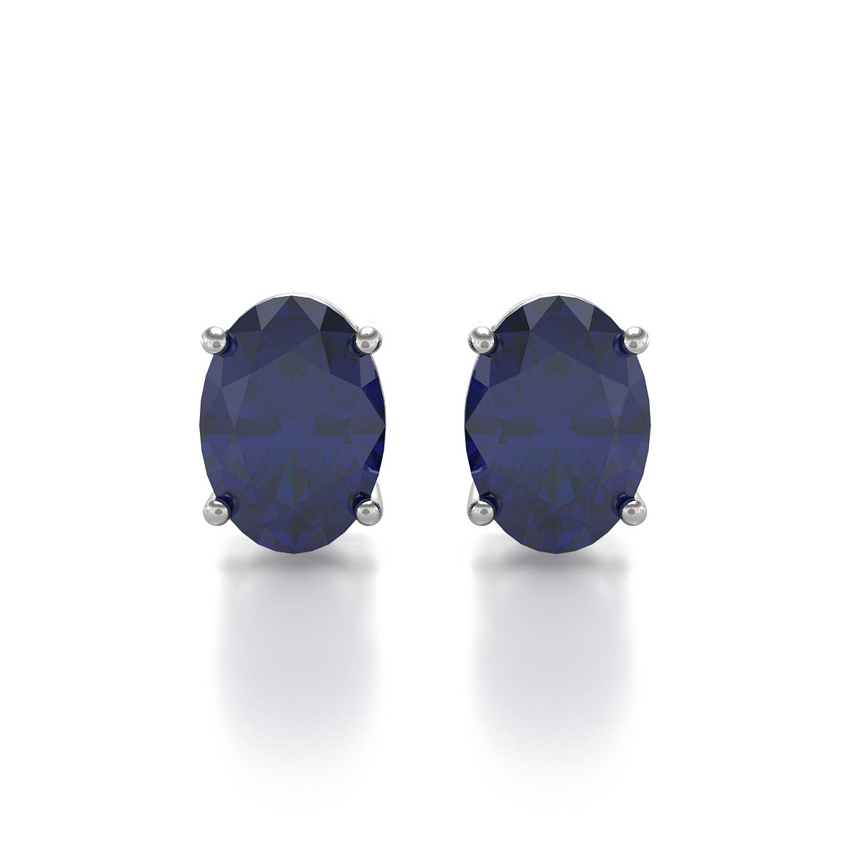 Boucles d'oreilles ADEN Or 585 Blanc et Saphir forme Ovale 1.6grs