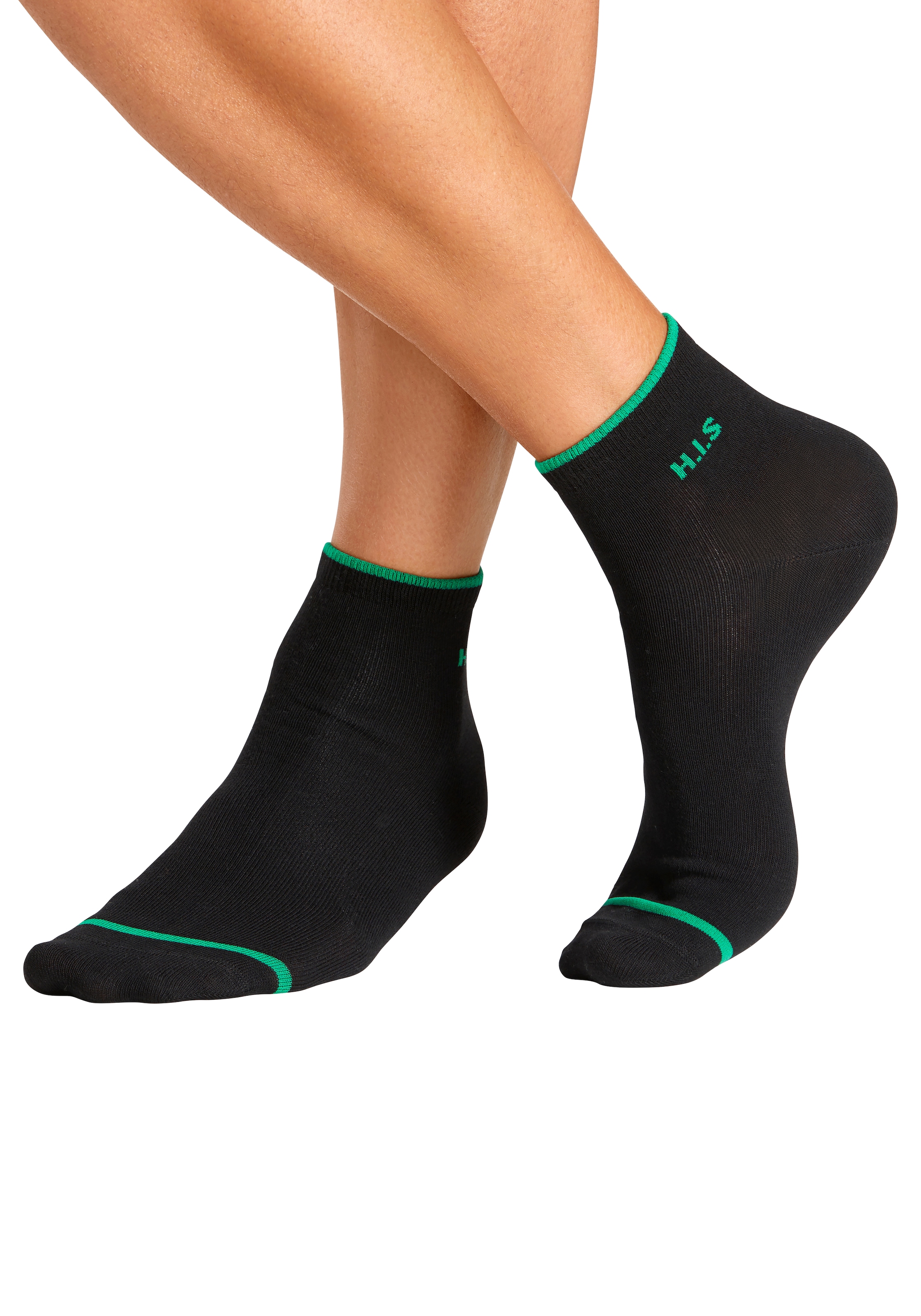 H.I.S Kurzsocken Packung, 7 Stk. tlg. mit farbigen Bündchen