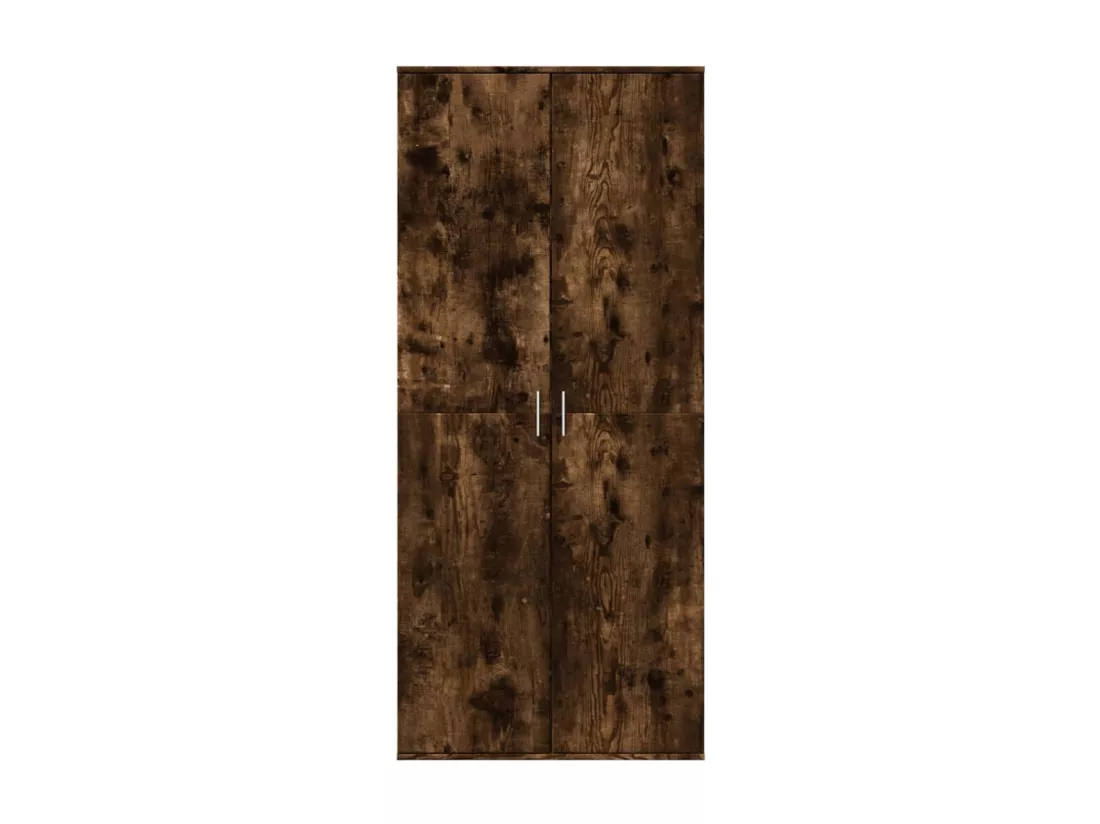 Buffet haut chêne fumé 80x35x180 cm bois d'ingénierie