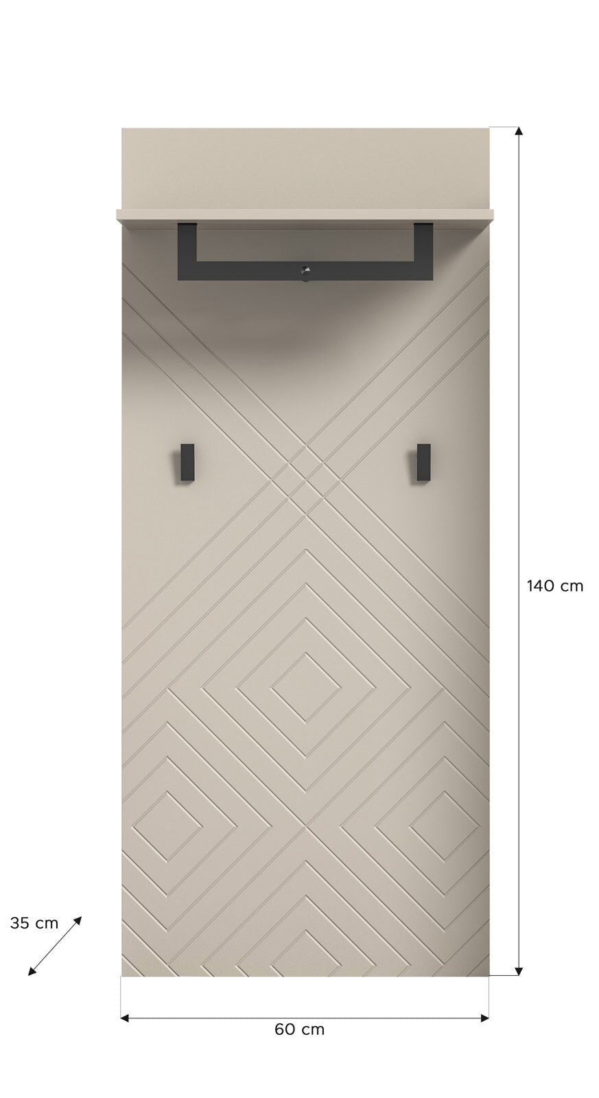 Garderobenpaneel NOTES Sandbeige 60x140 cm