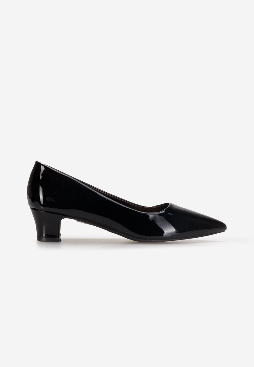Chaussures vernies à talon épais noirs Ensa