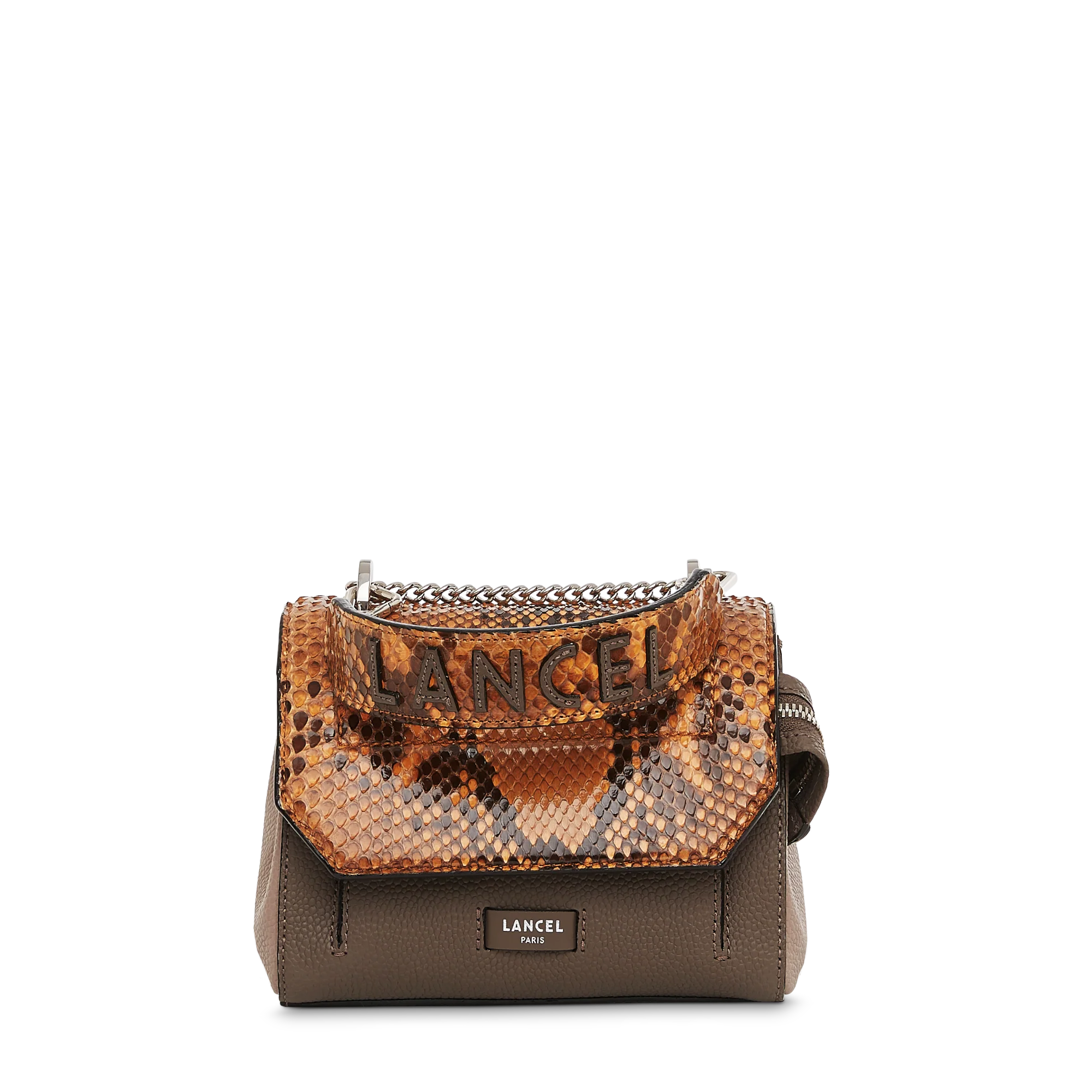 Sac rabat avec poignée  Ninon de Lancel-Miel/Fumée/Lin