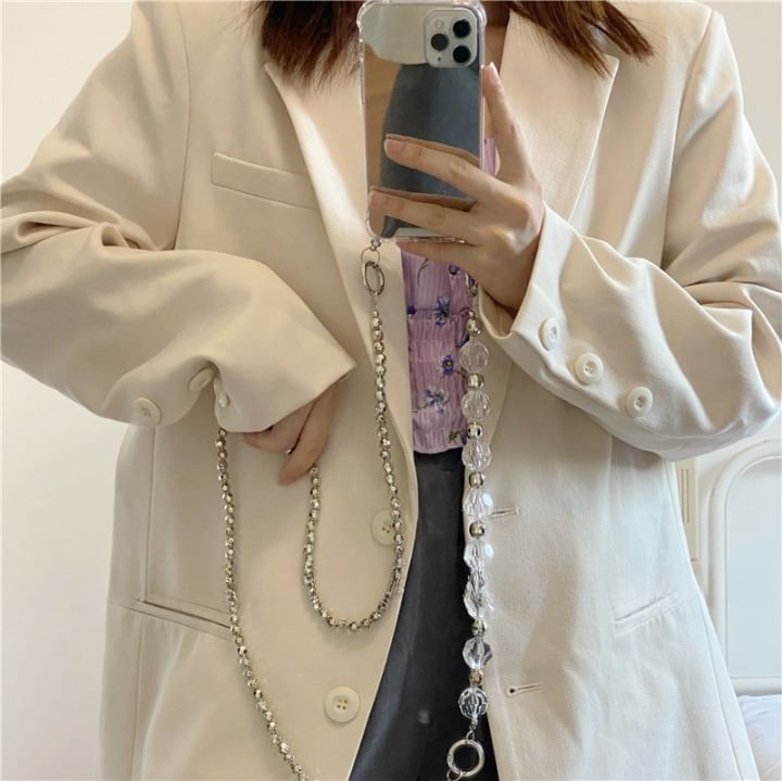 Muniepolis - Gespiegeld imitatiekristallen legering lanyard telefoonhoesje - iPhone 15 Pro Max / 15 Pro / 15 Plus / 15 / 14 Pro Max / 14 Pro / 14 Plus / 14 / 13 Pro Max / 13 Pro / 13 / 13 mini / 12 Pro Max / 12 Pro / 12 / 12 mini / 11 Pro Max / 11 Pr