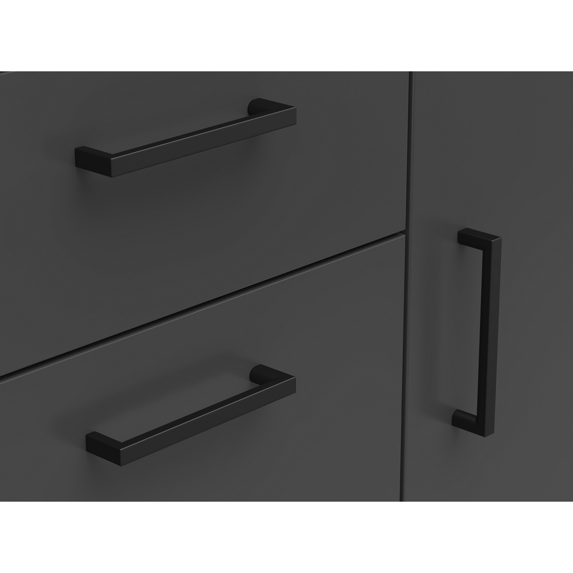 Kommode - anthrazit - 2 Türen - 2 Schubkästen - XL-Tiefe - 80 cm breit