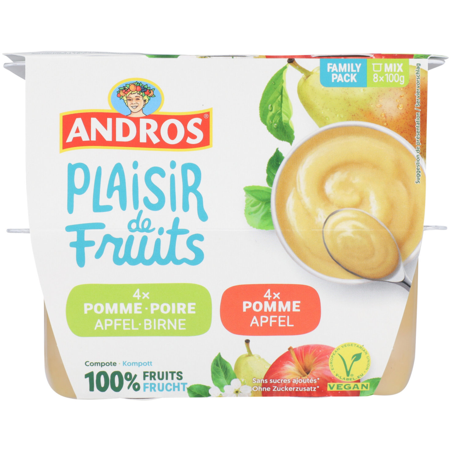 Andros Kompott Apfel Birne ohne Zuckerzusatz 8x100g
