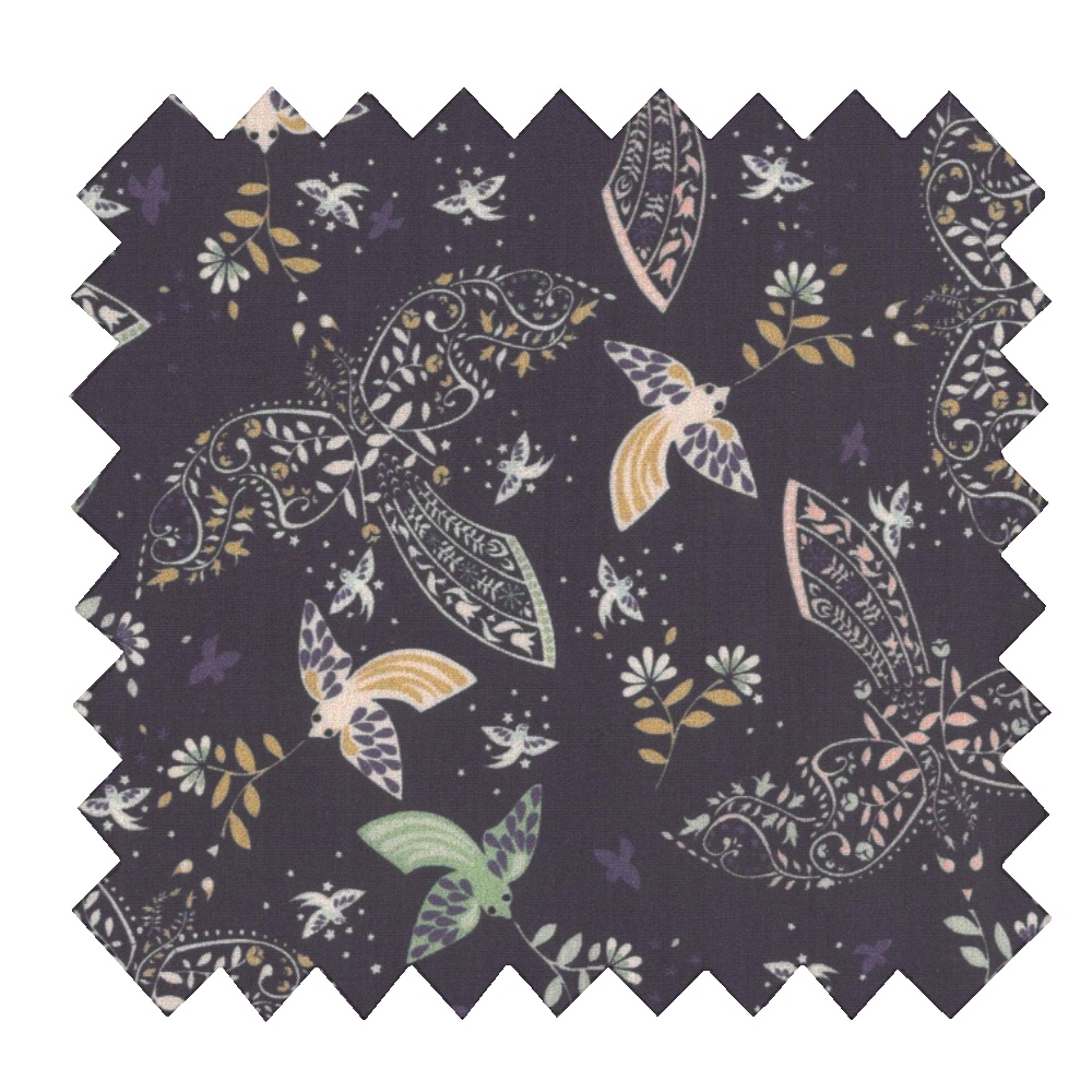 Tissu Coton Au Mètre Ex2480 Oiseau Bandana Marine