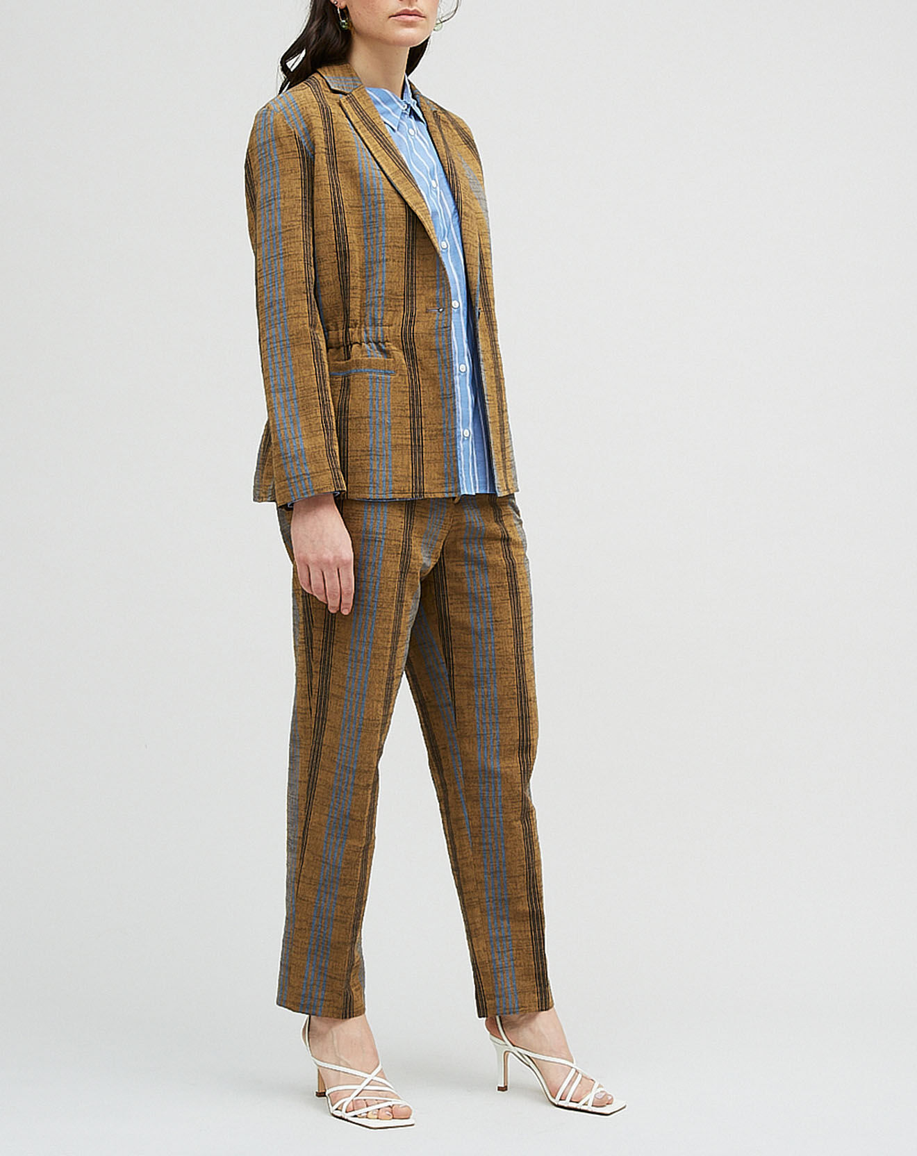 Chloé Stora Veste en Coton & Lin Uma à rayures ocre foncé