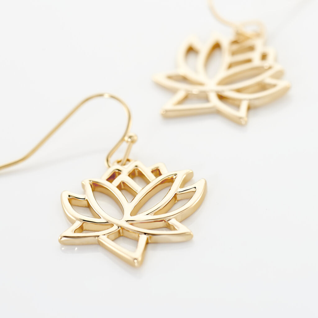 Boucles D'oreilles Pendantes Fuji Plaqué Or Jaune