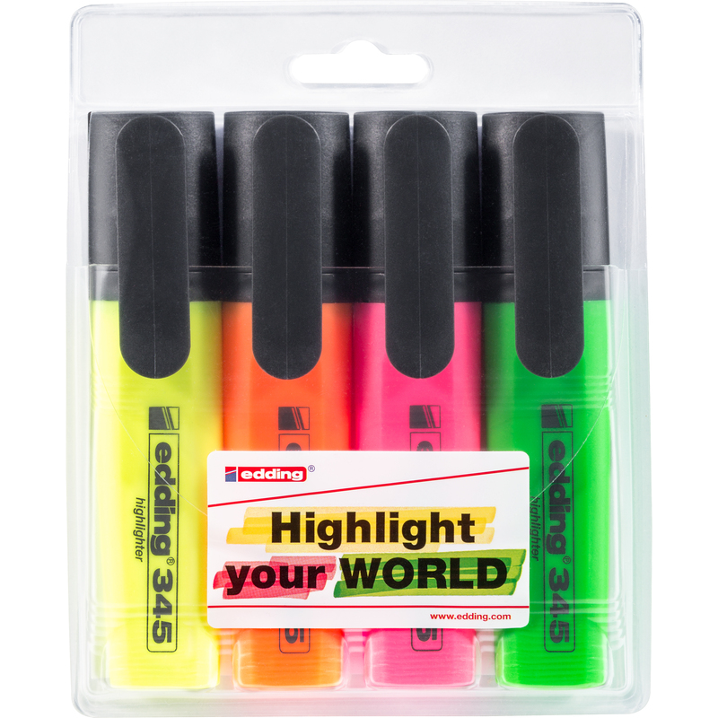 Edding Leuchtstifte 345, 4 Stück, assortiert
