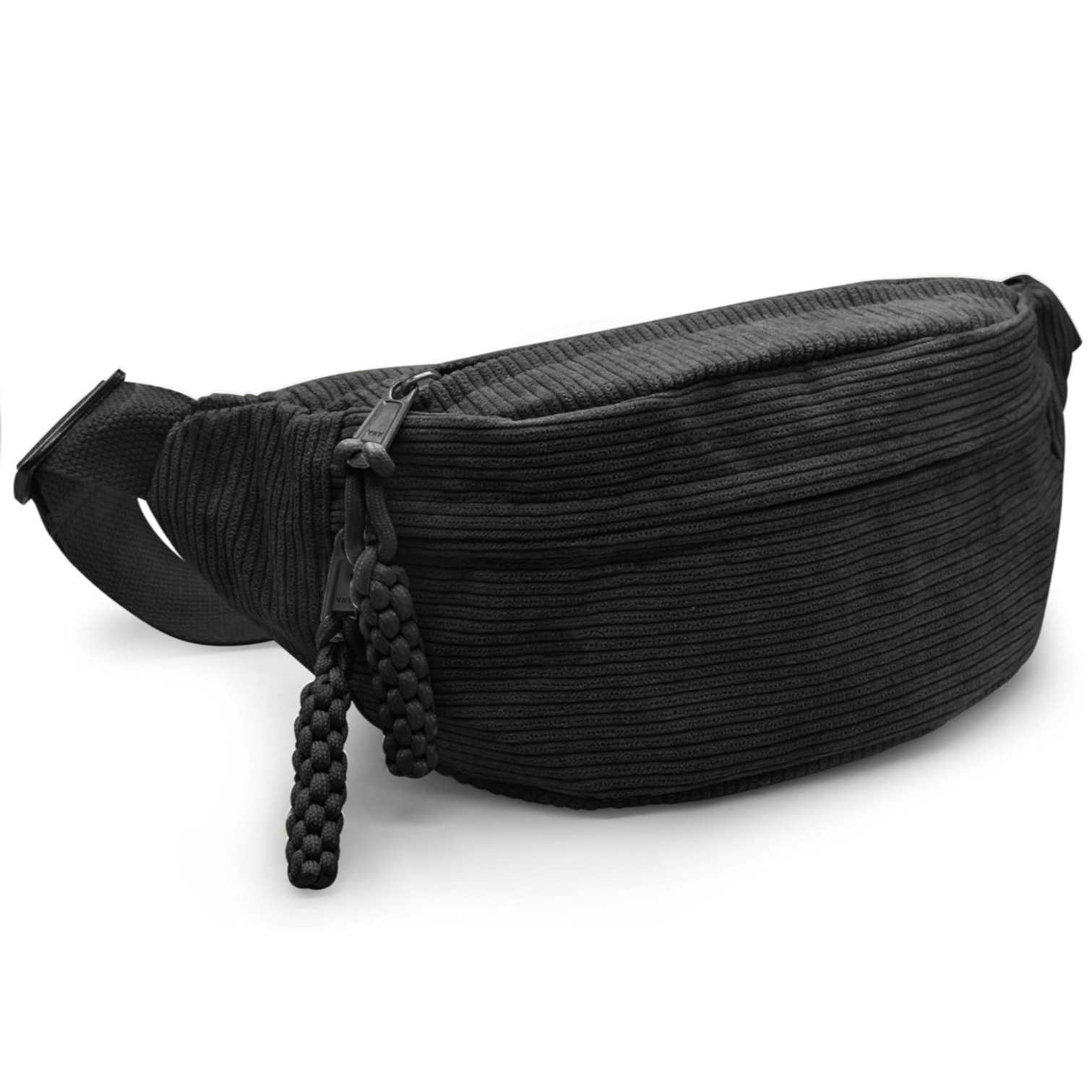 (34x15cm) Kordsamt Unisex Outdoor Bauchtasche Crossbody Bag Retro Schultertasche - Schwarz