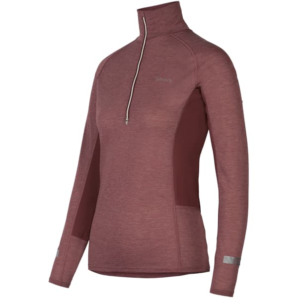 T-shirt running JOHAUG AERIAL WOOL MIX HALF ZIP TOP 2.0 BROWNISH RED