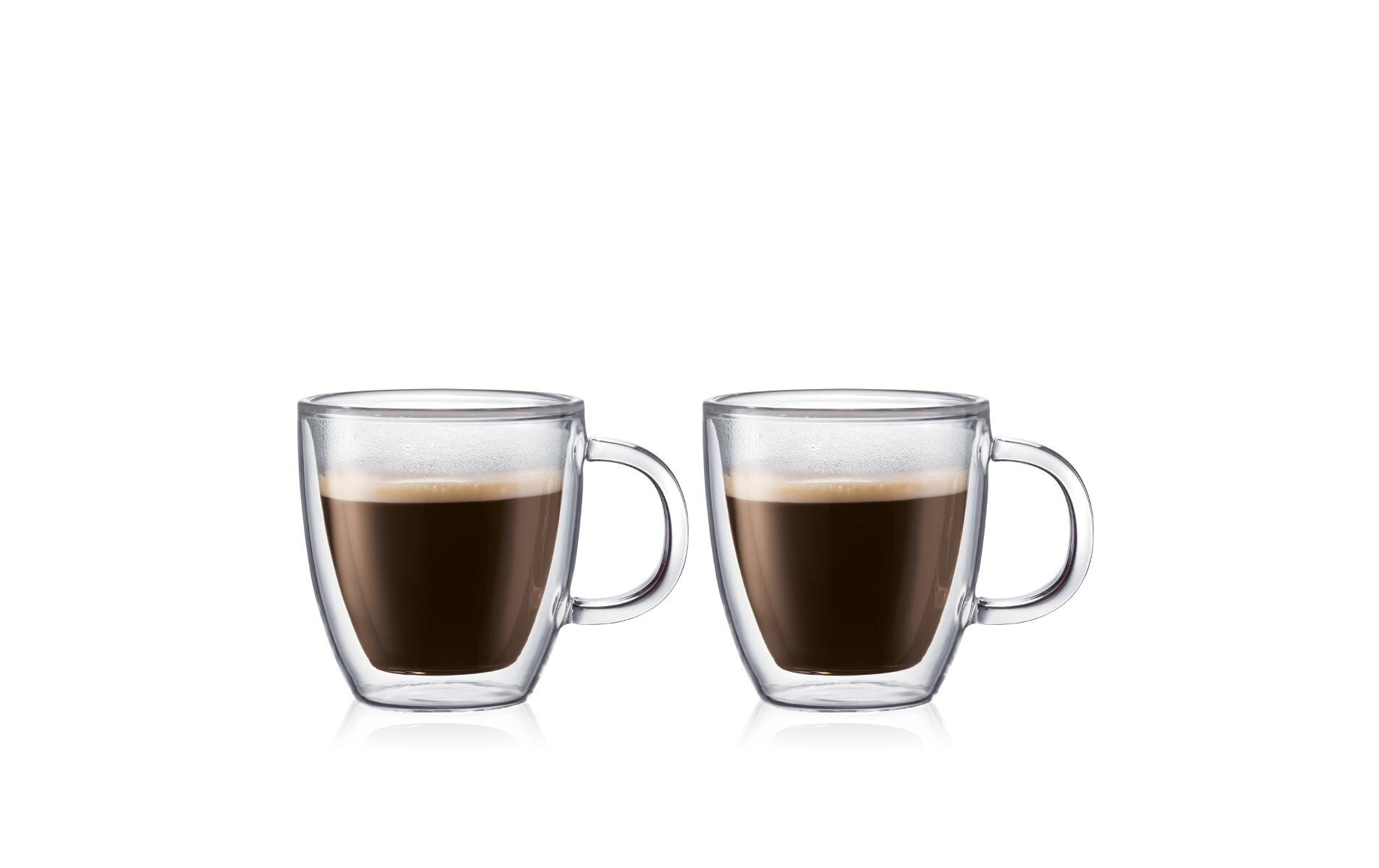 Thermo-Gläser Bistro 2er Set Transparent, 0.15 lDoppelwandige Tassen mit Glasgriff