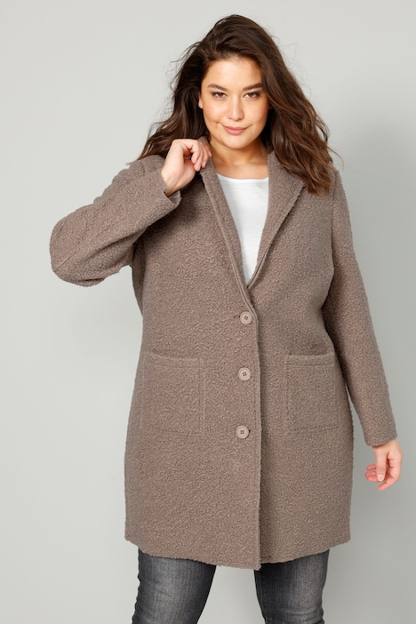 Kurzmantel, Straight Fit, Bouclé, Revers, Langarm