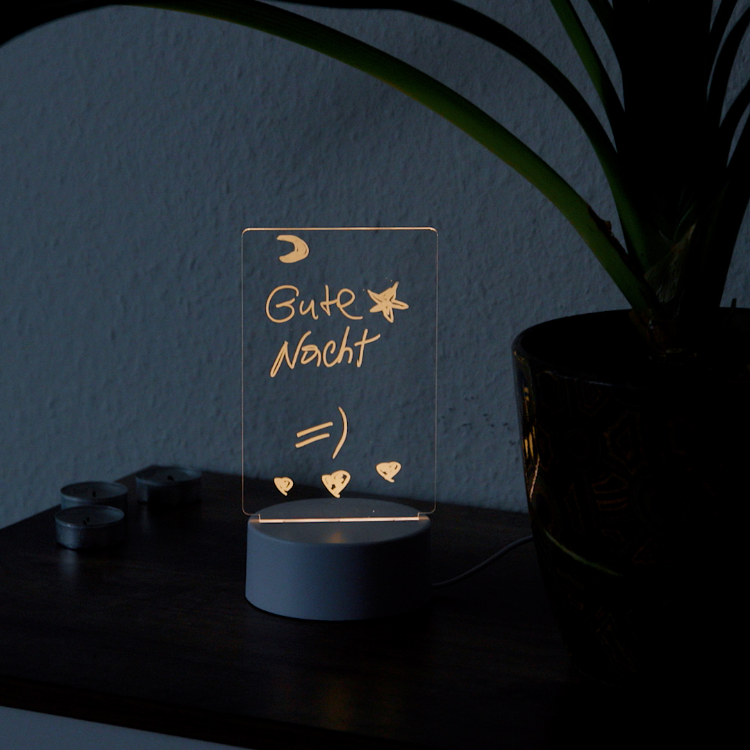 LED Acryl Lampe DIY Message Board Nachtlicht Beschriftbare USB Deko Lampe Schreib Tafel  inkl. Whiteboard Stift