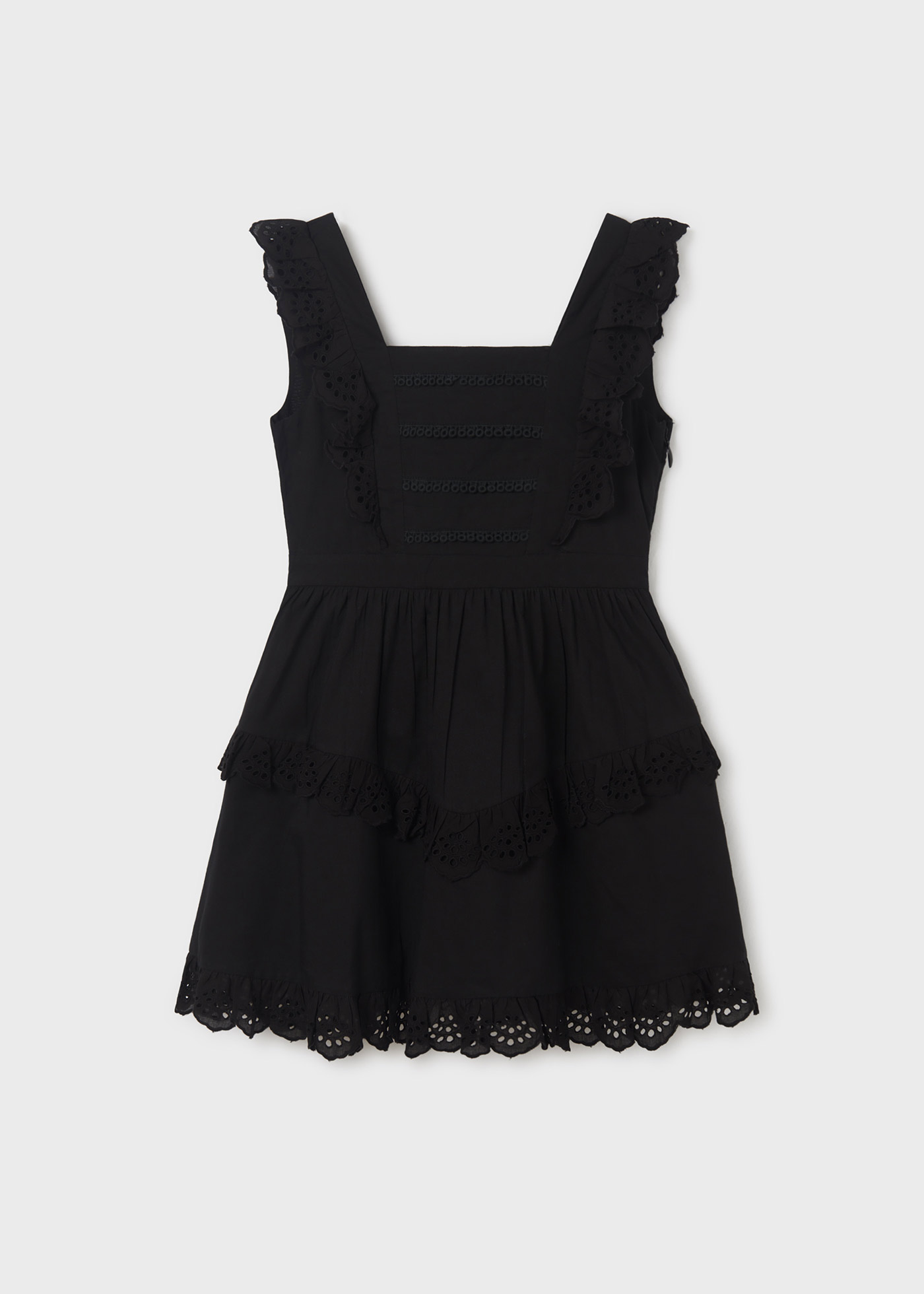 Vestido infantil de algodão com estampa perfurada