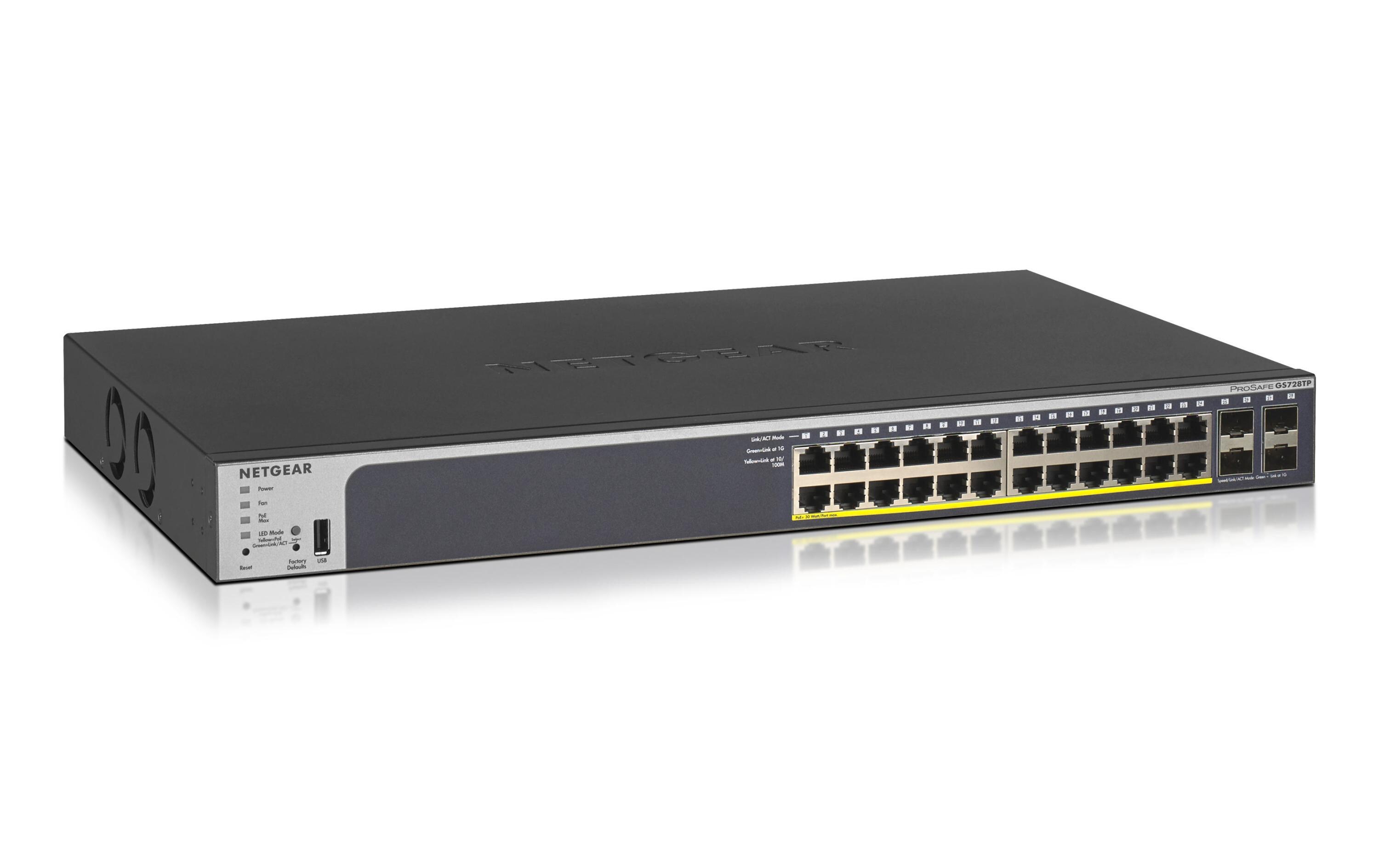 PoE+ Switch GS728TPv3 (190W PoE+) 28 Port<br>24-Port PoE+ Gigabit Smart Managed Pro Switch mit 4 SFP-Ports