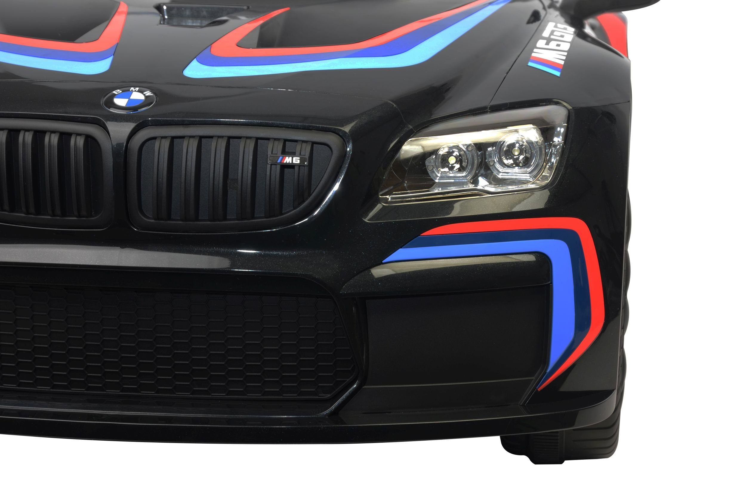Carrinho Elétrico Infantil da Toys Store - BMW M6 Sport GT3 com Bluetooth, Bancos em Couro EVA, Capacidade de Carga de 35 kg, Entrada AUX/USB, MP3, Buzina e Som do Motor no Volante, Controle Remoto
