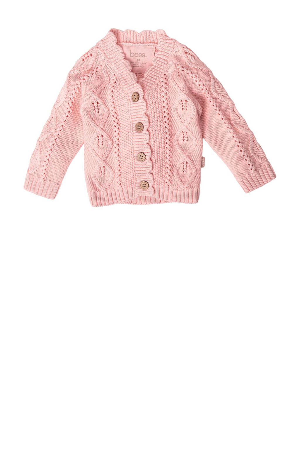 BESS baby vest met ingebreid patroon roze