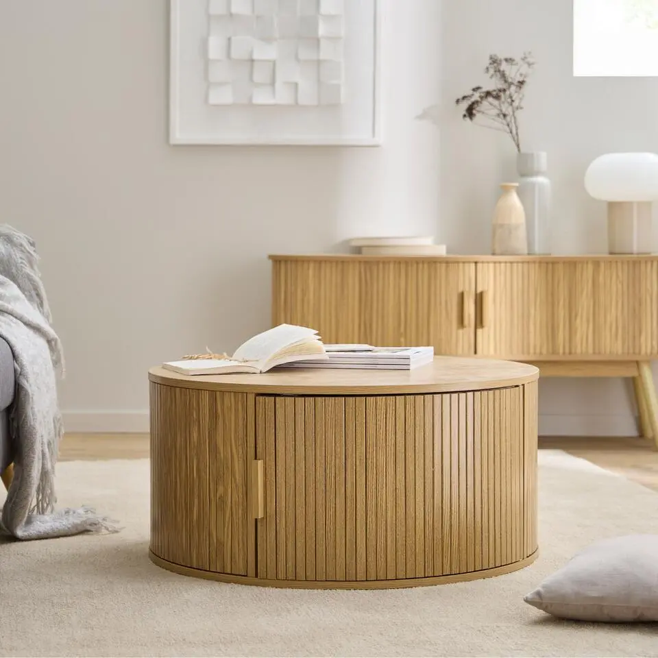 CALICOSY - Salontafel ERNEST - Licht hout - 35,5x75x75 cm