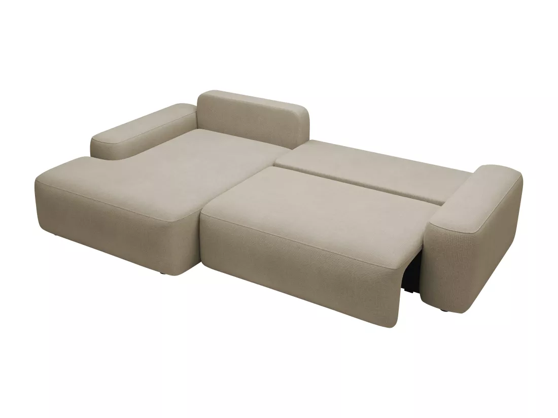 Canapé d'angle gauche convertible en tissu texturé taupe DAVISO