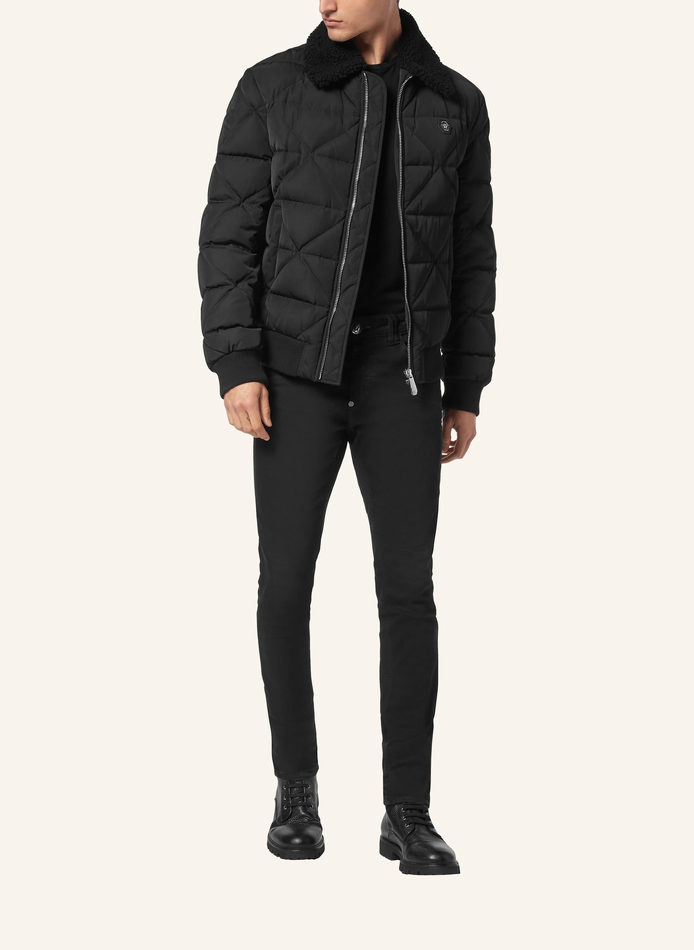 PHILIPP PLEIN Daunenjacke mit Lammfell