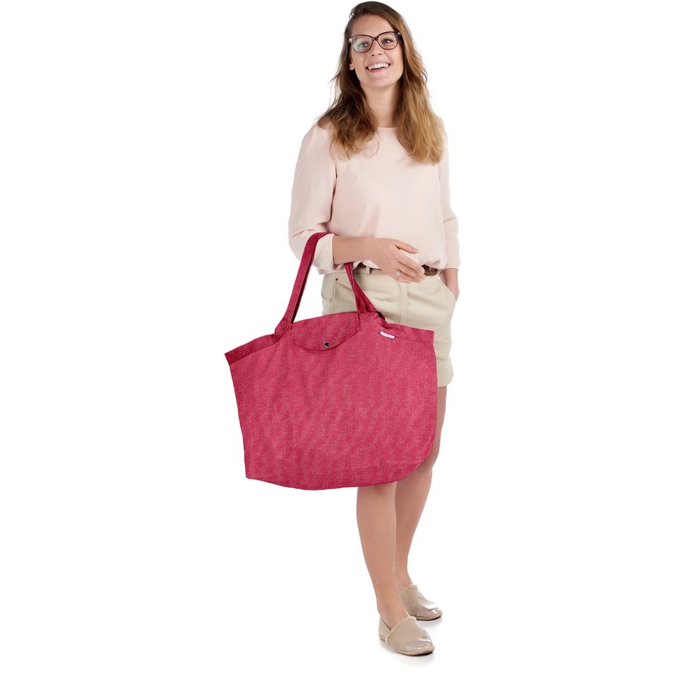 Grand Sac Cabas En Tissu Fuchsia Argent