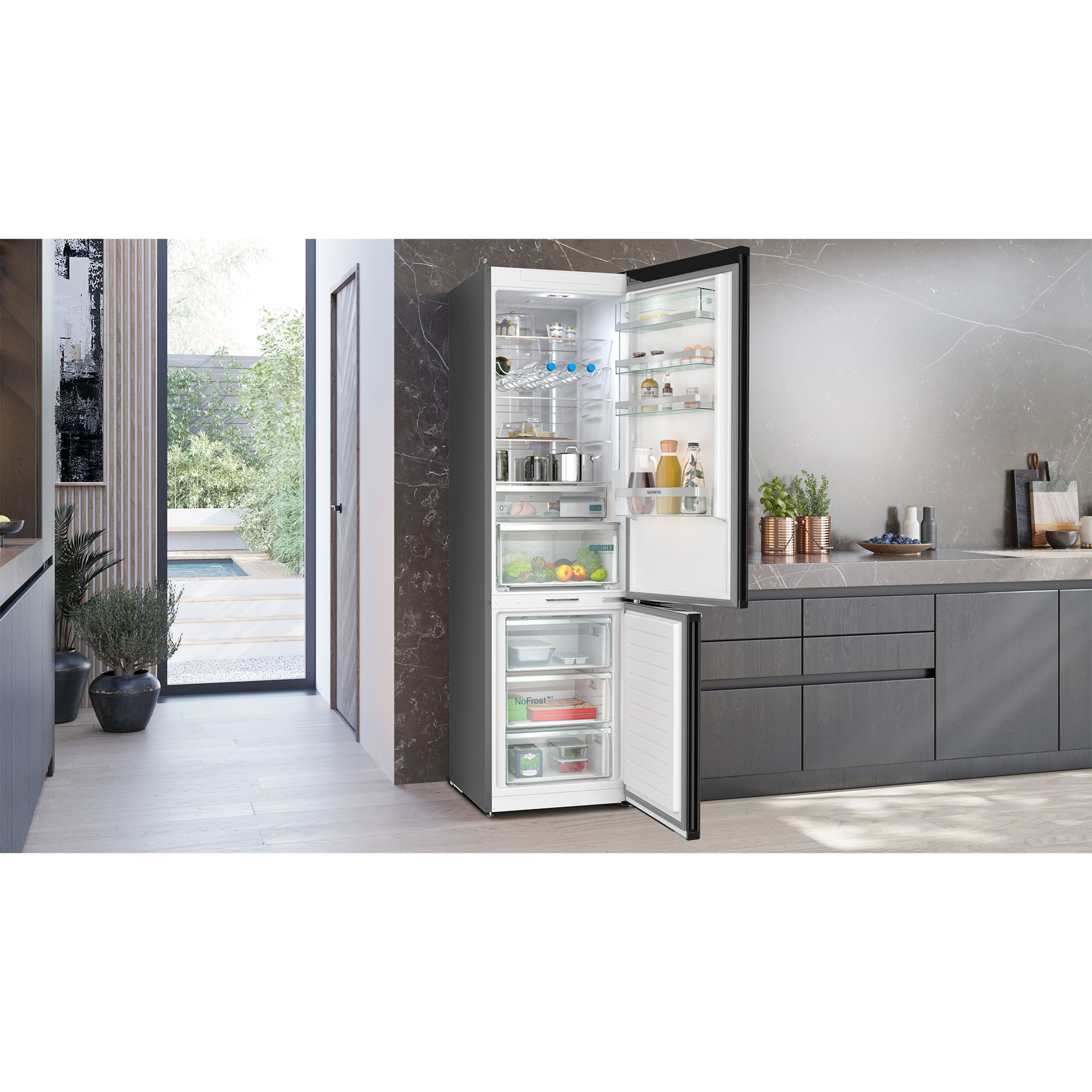 SIEMENS Kühl-Gefrierkombination KG39NAXCF - blacksteel - C