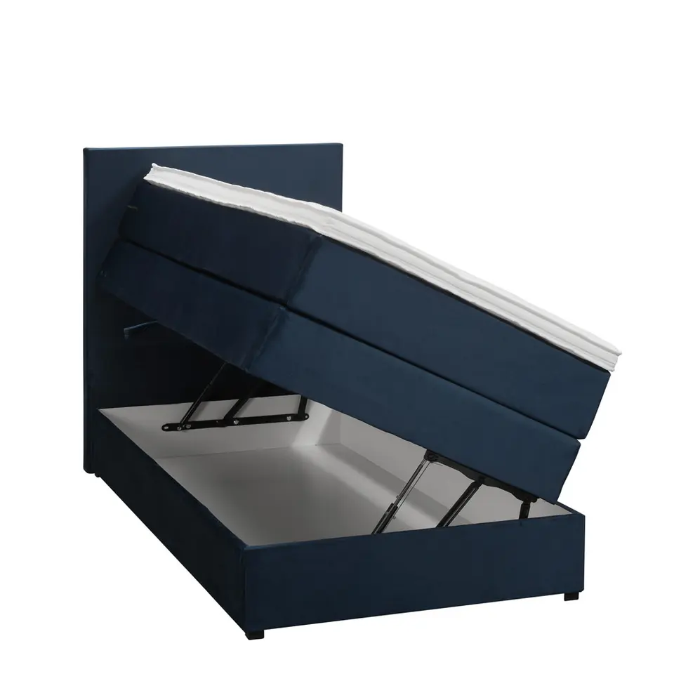 Boxspring met opbergruimte Liv egaal - blauw - 90x200 cm