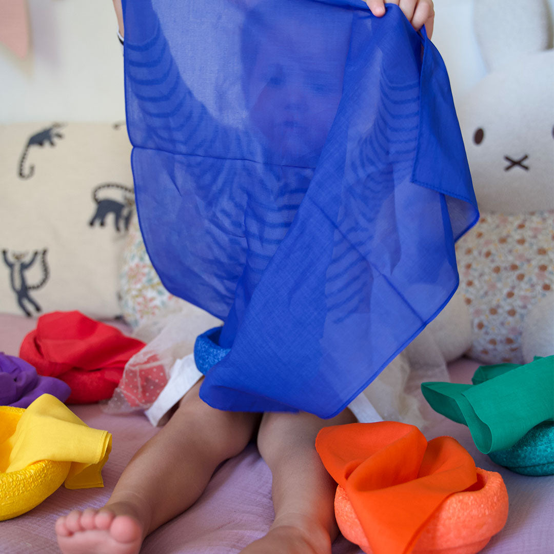 pit and play speeldoek regenboog - blauw - 75x75 cm