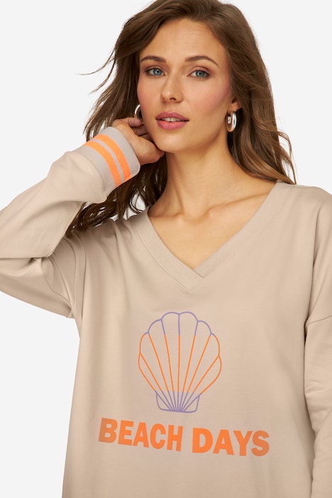 Sweater, BEACH DAYS Neon-Print, V-Ausschnitt, Langarm