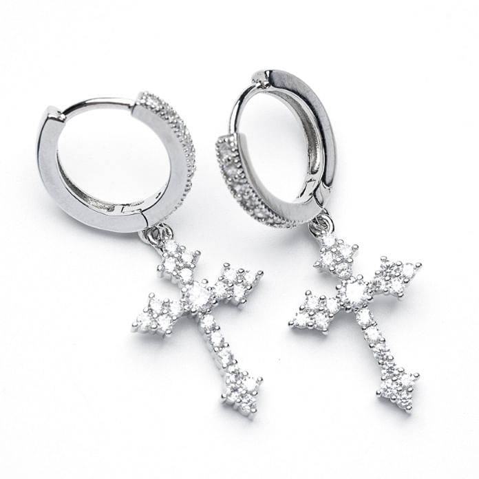 Lilafey - Kruis strass legering druppel oorbel