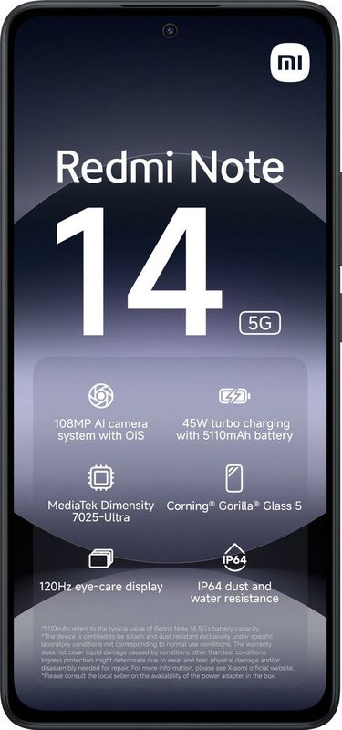 Xiaomi Redmi Note 14 5G 8GB/256GB Midnight Zwart