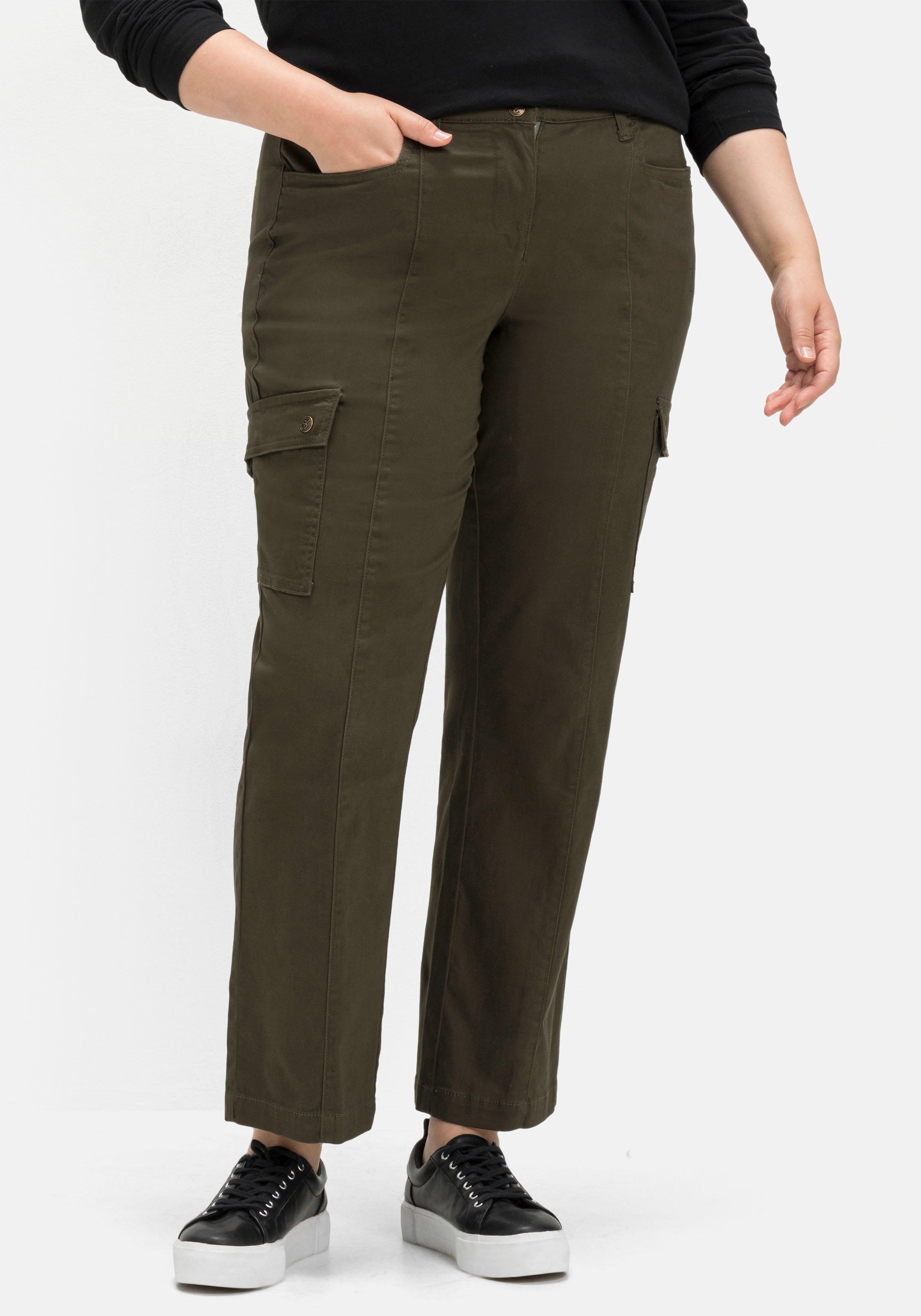 Cargohose mit Teilgummibund, leicht glänzend