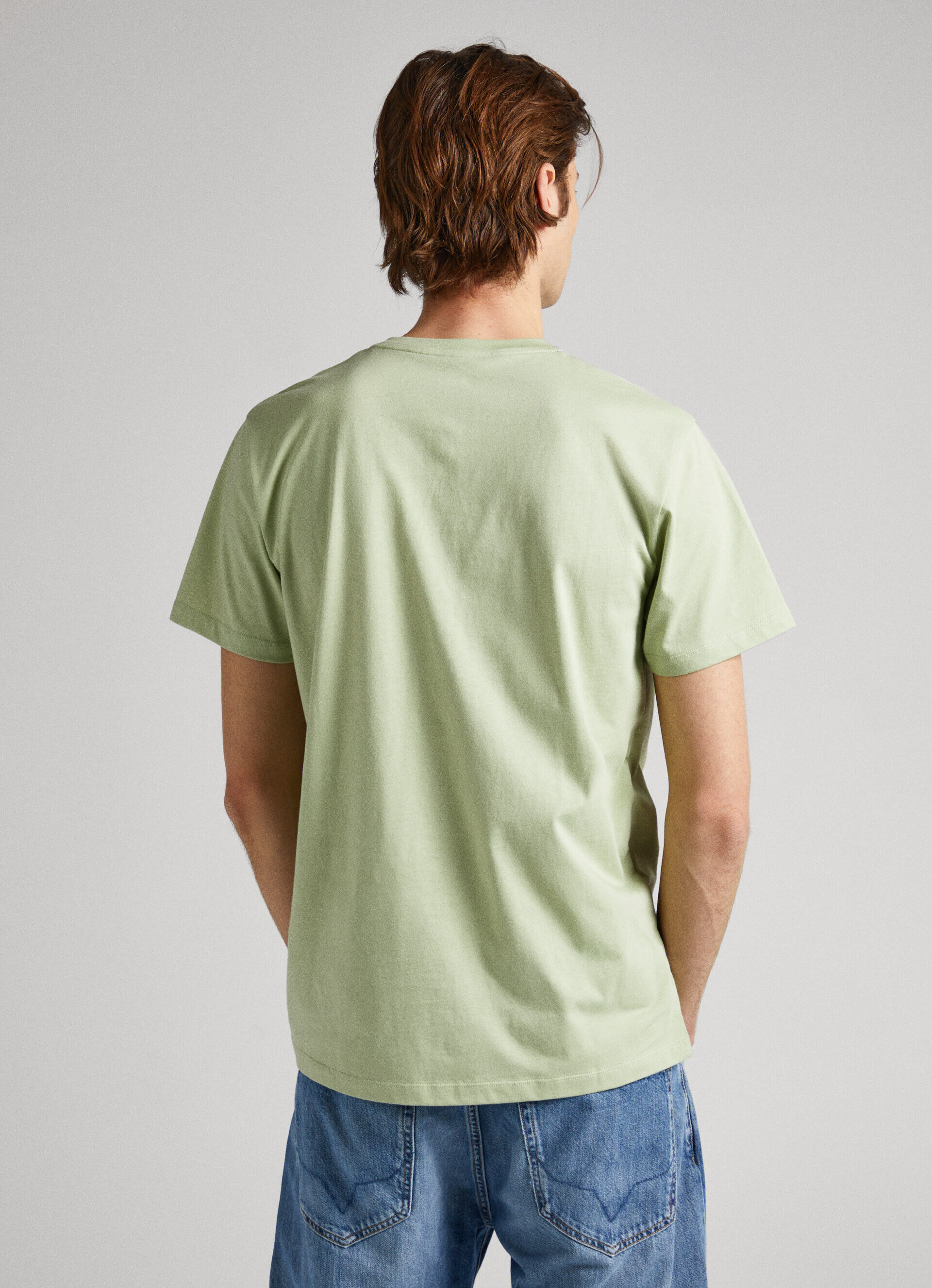 Camiseta de algodão com logo estampado - verde coentro