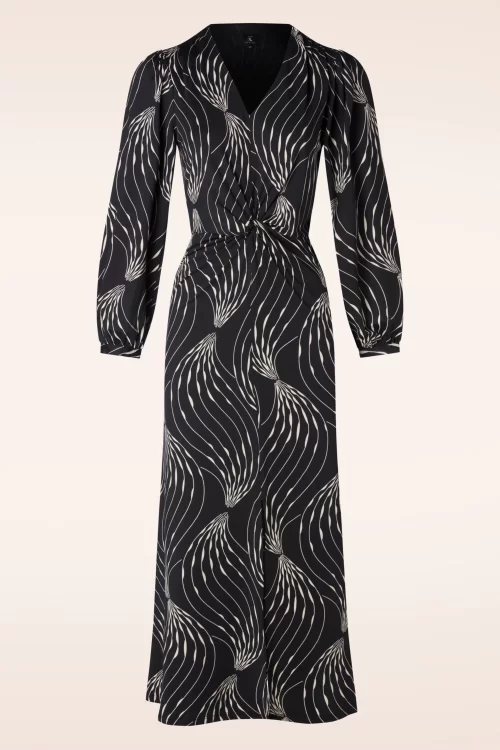 K-Design Kayla Midaxi jurk in zwart en wit
