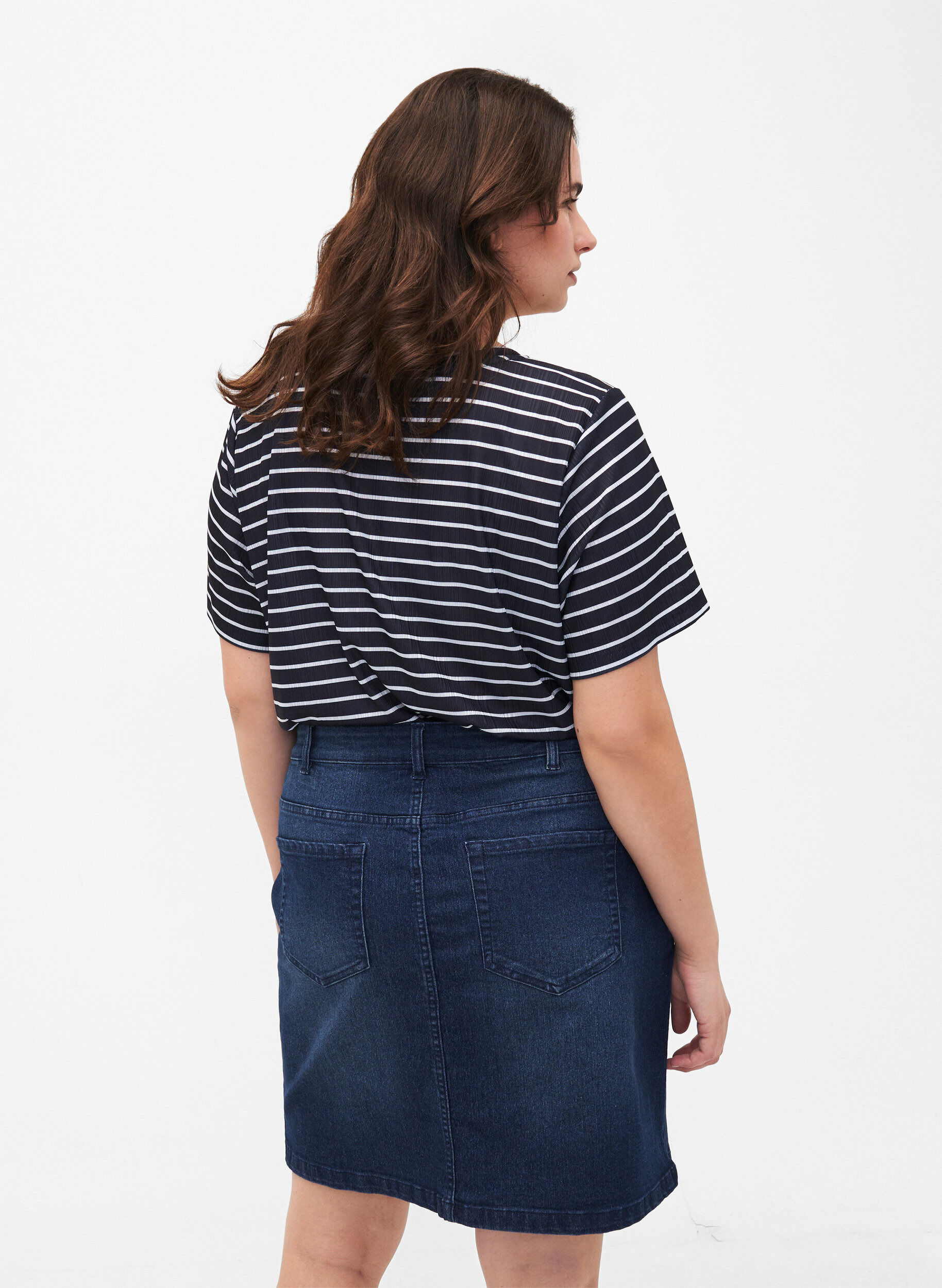 FLASH - Denim nederdel med knaplukning