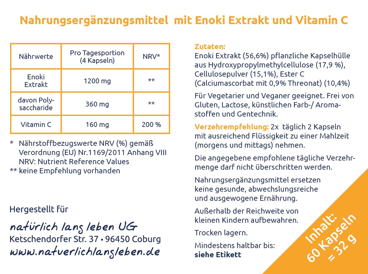 natürlich lang leben Enoki Extrakt