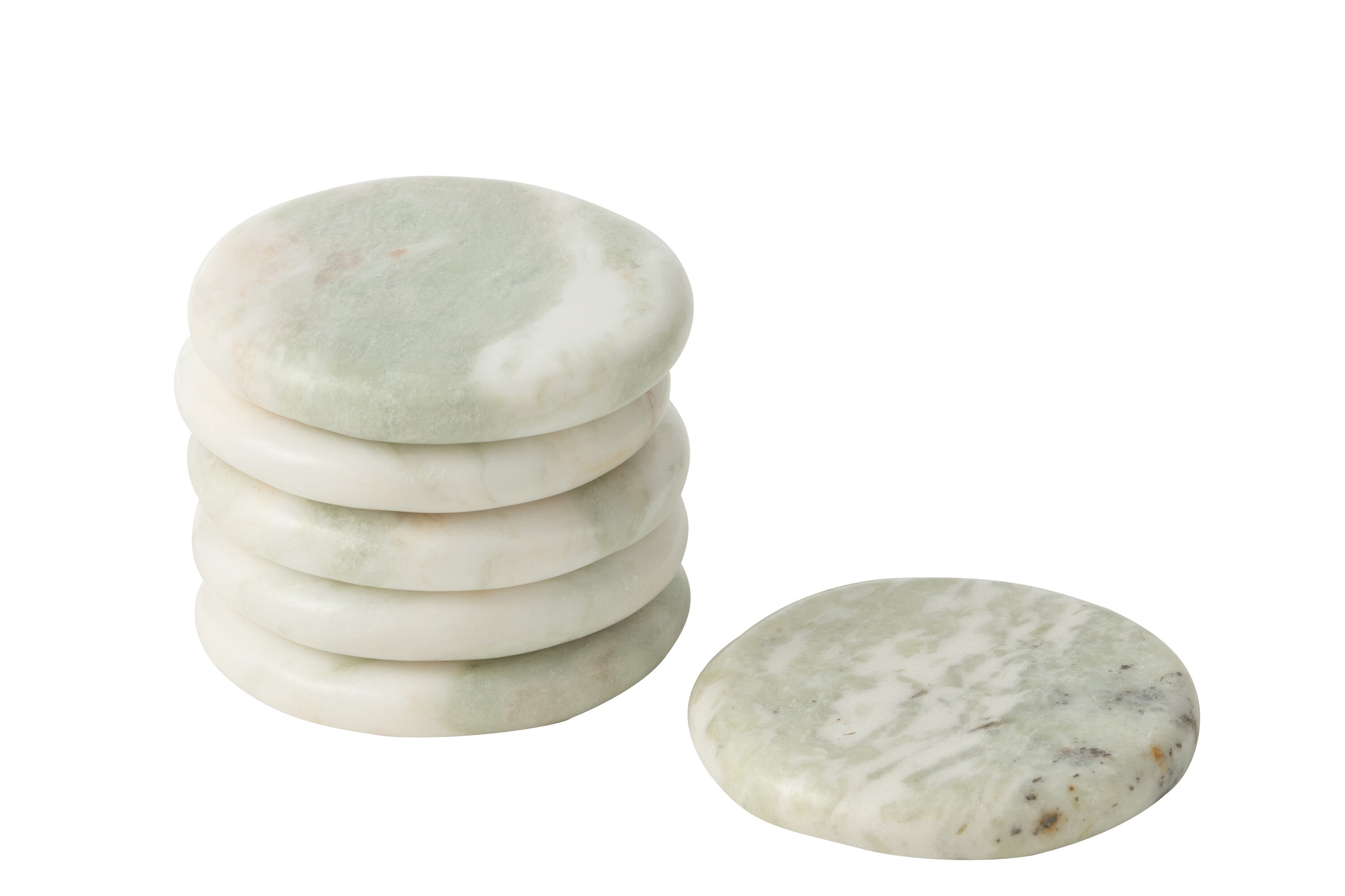 J-Line onderzetter Marmer - steen - wit|groen - set van 6