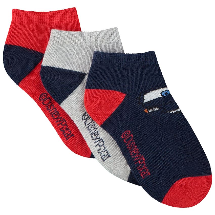Lot de 3 paires de chaussettes courtes Cars Disney pour garçon - Rouge