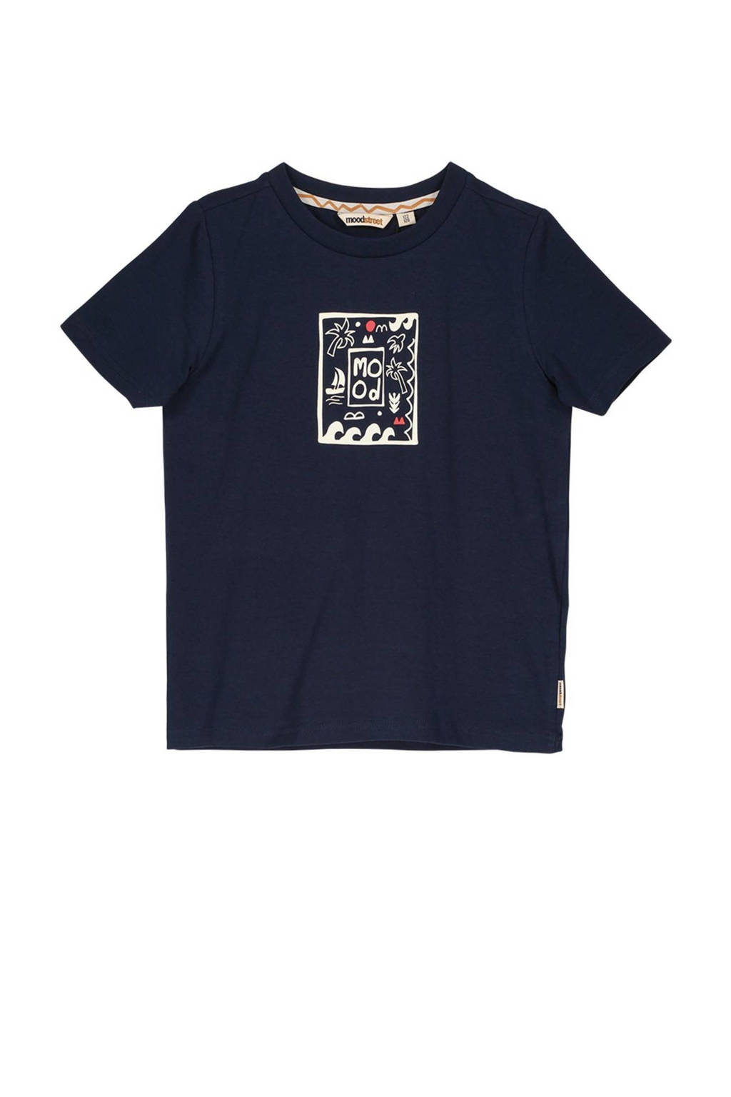 Moodstreet T-shirt met printopdruk donkerblauw