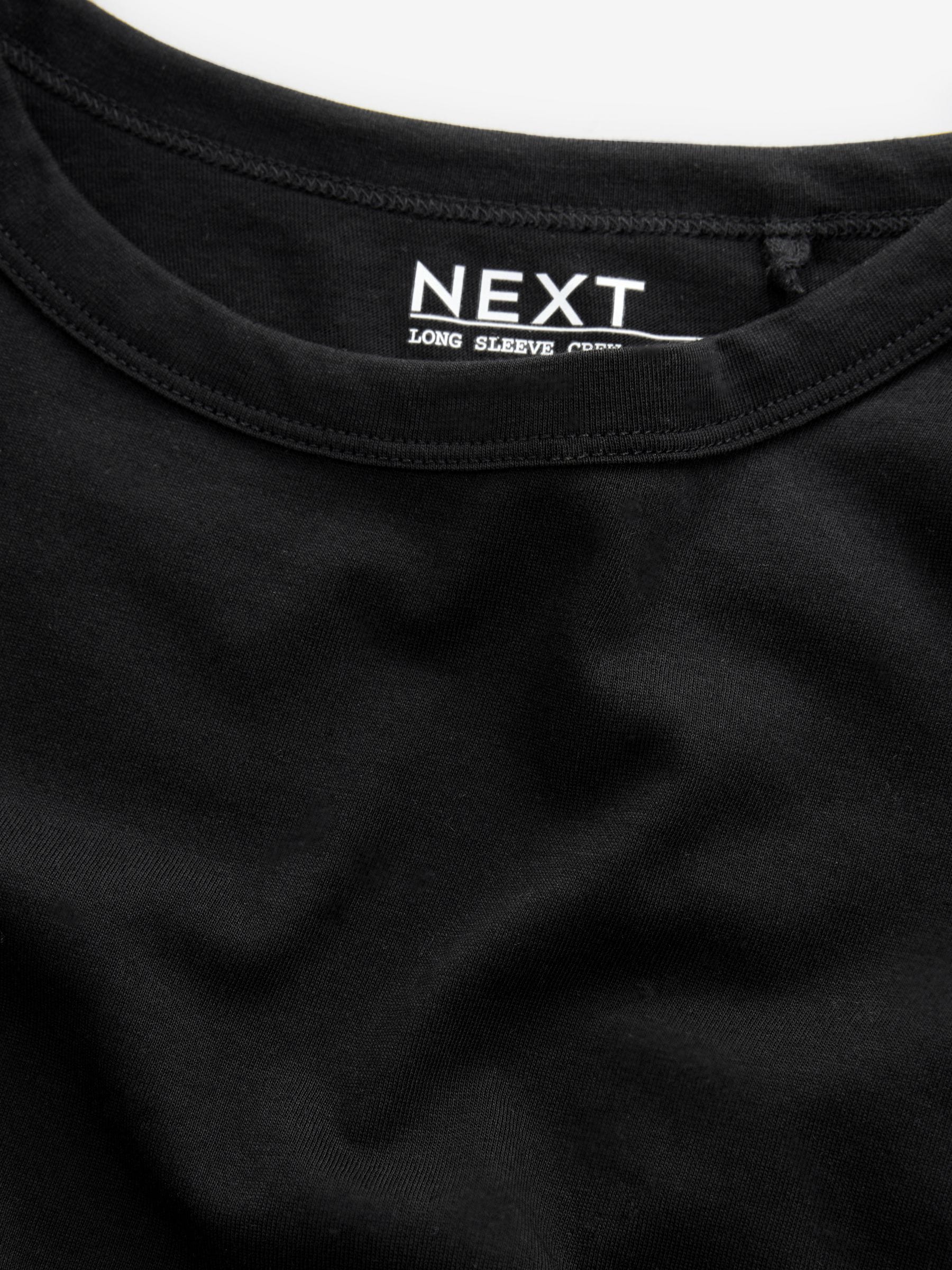 Zwart - 100% katoenen T-shirt met lange mouwen